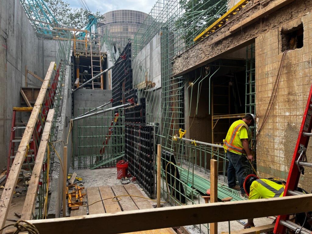 Main Entrance north staircase walls reinforcing steel have now been installed.