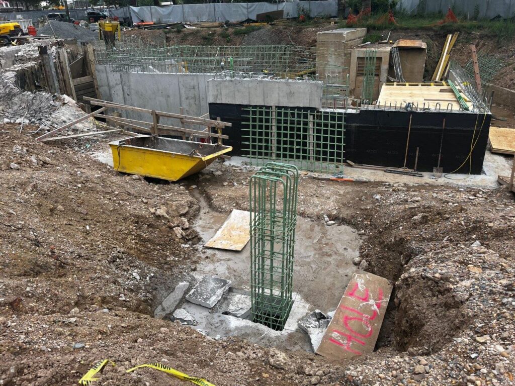The new south column reinforcing steel has been installed.
