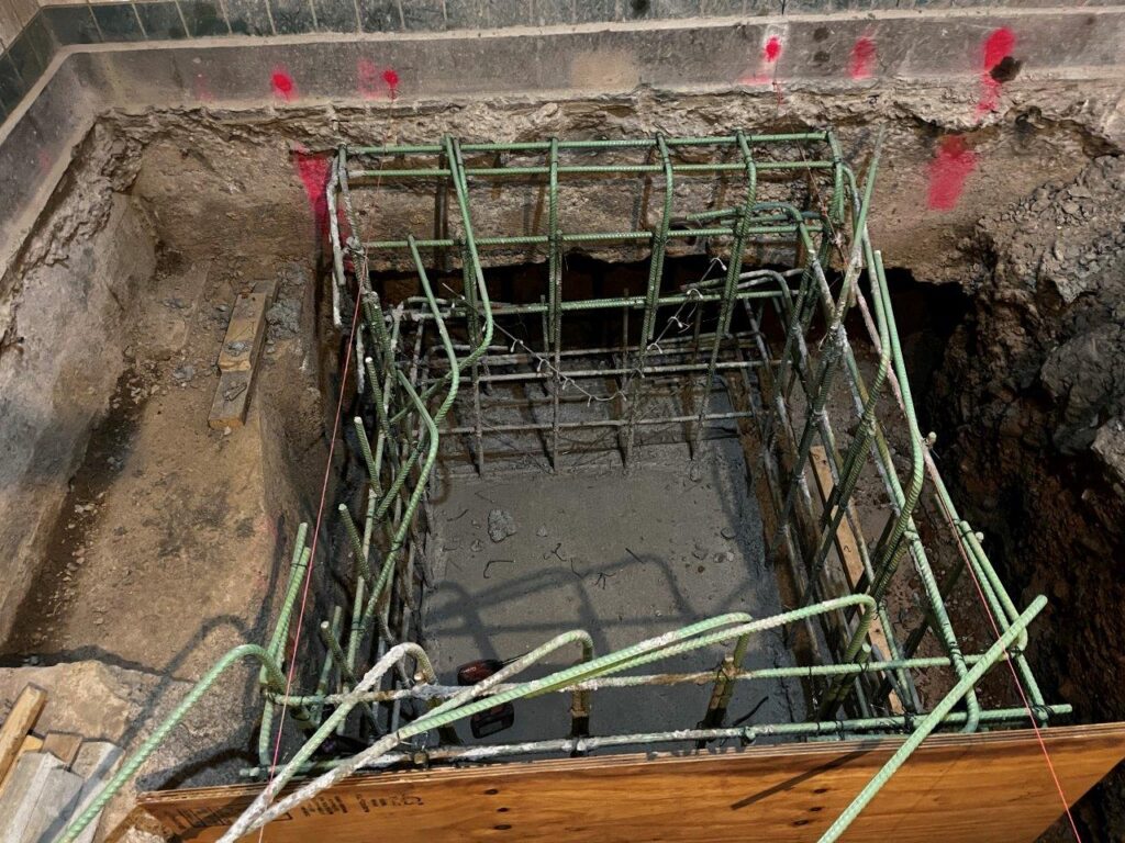 New station ejector pit reinforcing steel has been installed.