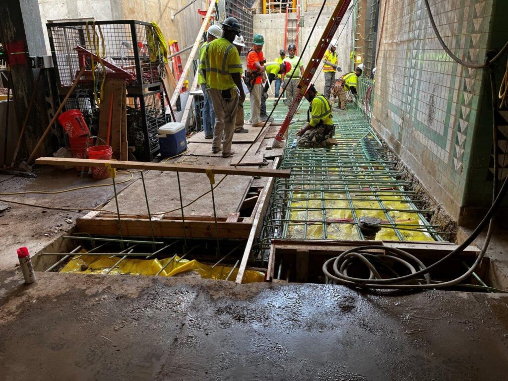 The remaining portion of the staircase foundation slab has now had all reinforcing steel installed.