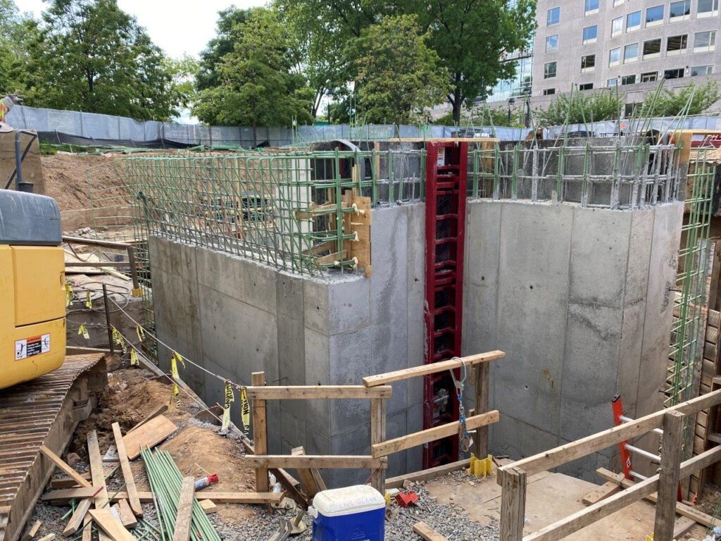 The North Entrance Staircase walls have now been constructed.