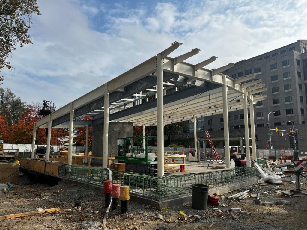 Structural steel for the Entrance Headhouse is now substantially installed.
