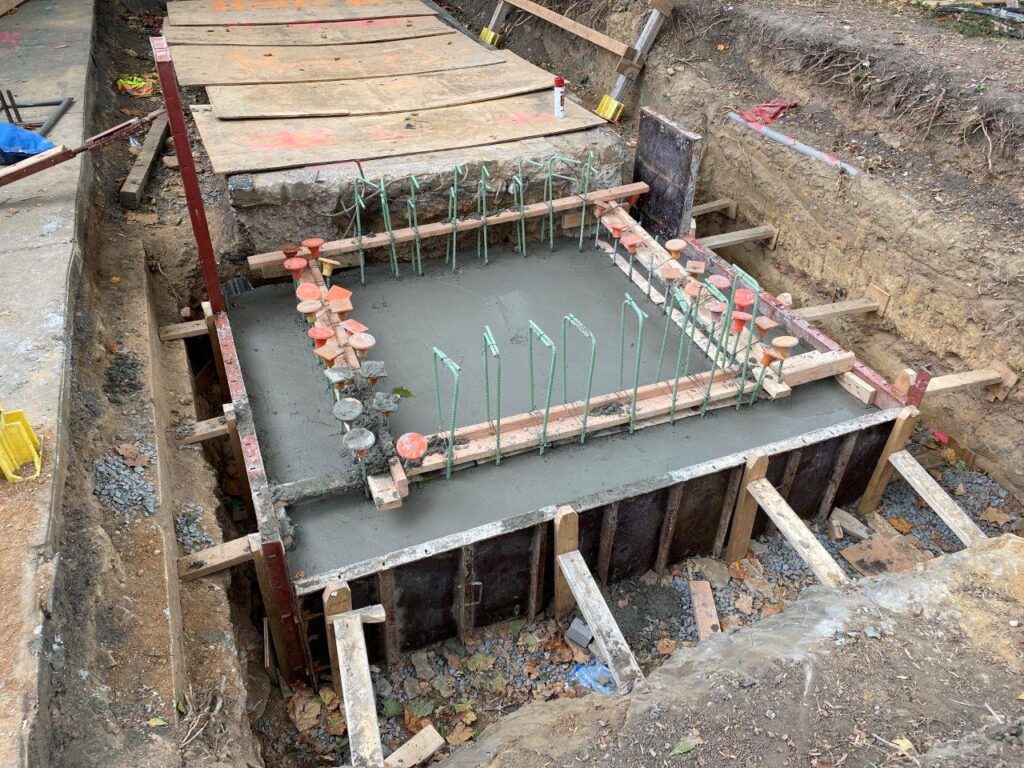 Foundation slab installation work for the Track 2 Egress Headhouse is now complete.