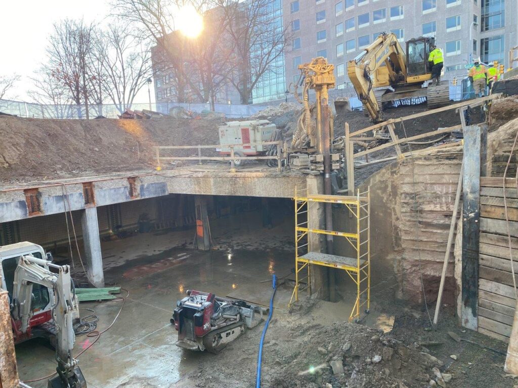 Micropile underpinning of an existing Station Concourse column has now been completed.