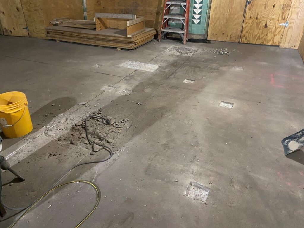 Concrete restoration work on the Track 1 Platform floor slab has started.